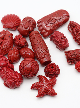 贝壳粉树脂压制红色海星DIY手机链钥匙扣饰品配件