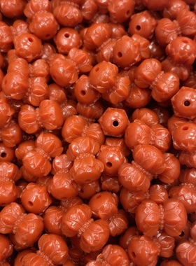 贝壳粉压南红色莲花鼓珠16mmDIY手机链饰品配件