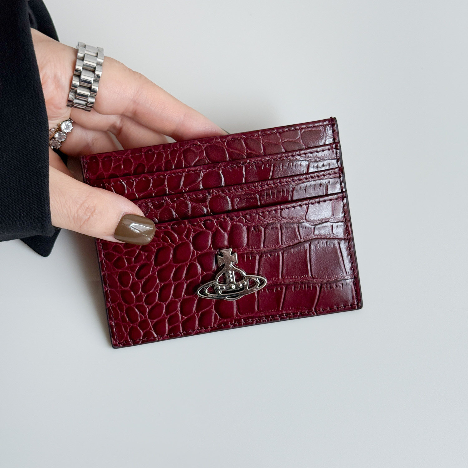 thumbnail for High quality crocodile pattern leather ultra-thin card bag women's new one-piece top layer cowhide thin card holder