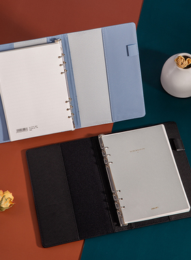 得力22287自添式效率手册万用办公皮面本笔记本子100活页本记事本