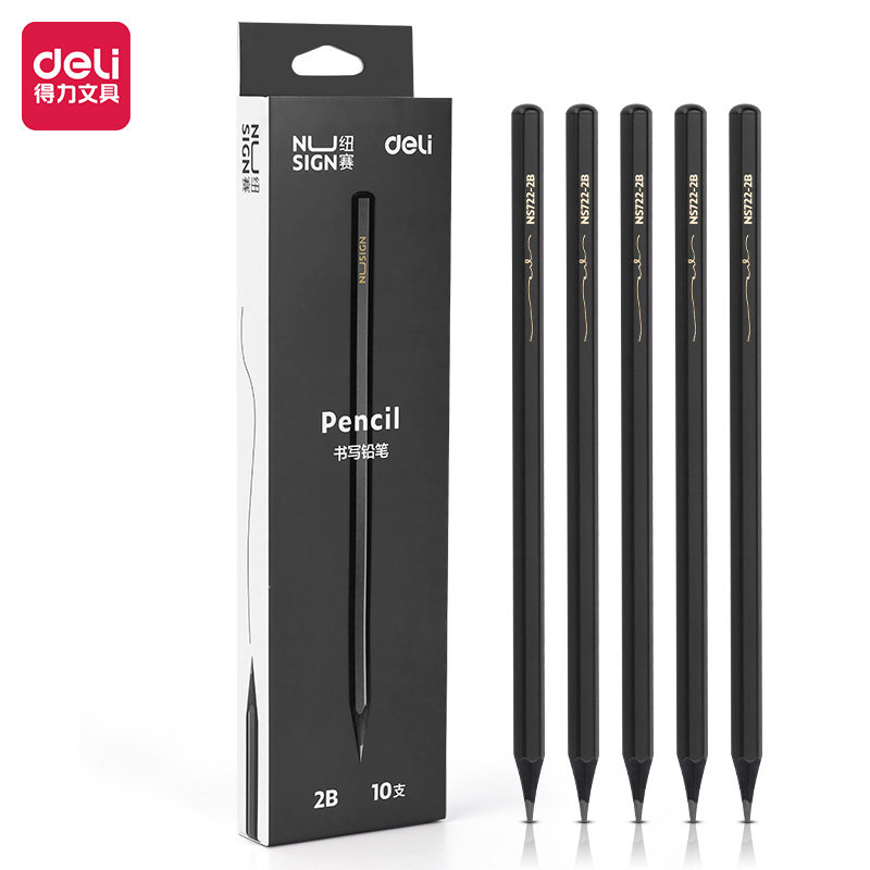 得力纽赛NS722-2B-HB_10支装六角杆黑木铅笔(10支/盒)学生写字笔,文具电教/文化用品/商务用品,铅笔/自动铅笔,淘宝优惠券,粉丝福利购,淘宝优惠卷