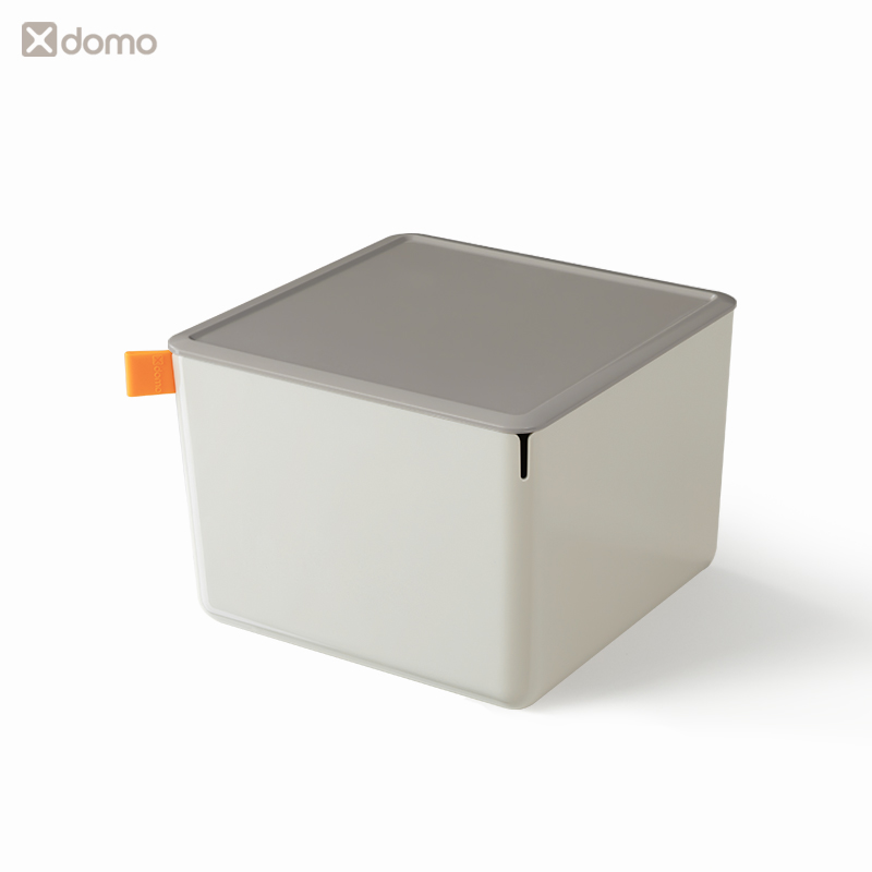 得力XDM13收纳盒(浅灰)(盒)桌面收纳盒办公室带盖简约化妆收纳