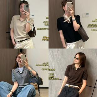 针织衫 CherieBunny早秋王炸澳洲美利奴100绵羊毛纱线正肩Polo短袖