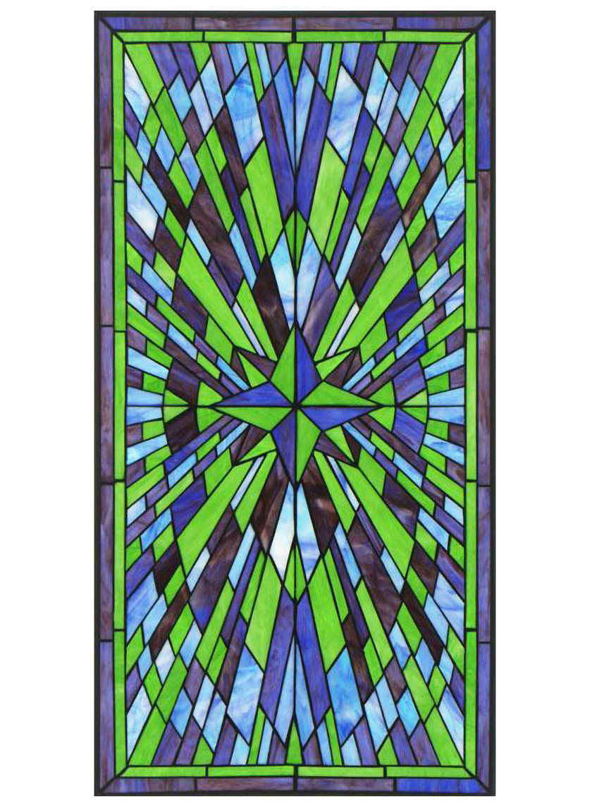 tiffany欧式整片钢化雕刻艺术玻璃玄关隔断屏风窗吊顶门芯 绿放射
