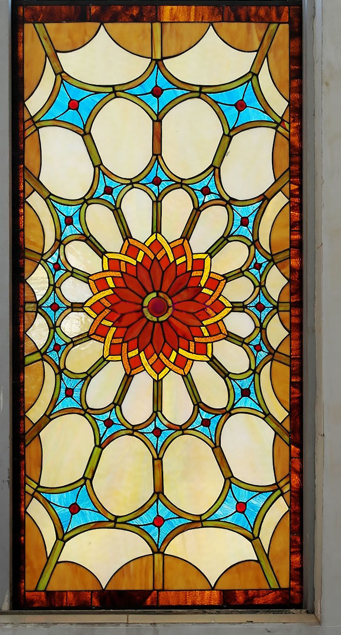 钢化隔断玄关屏风窗吊顶门芯欧式帝凡尼雕刻蒂凡尼艺术玻璃大方红