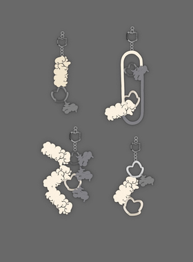 笃挚原创  白云和乌云 925纯银耳环  丧系列