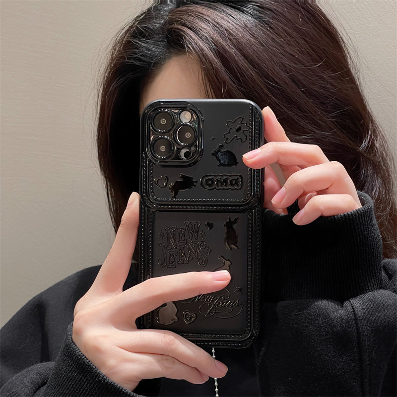 IPHONE15PRO에 적합한 DARK RABBIT 남성 및 여성 APPLE 14PROMAX 보호 커버 15개 새 13|12 낙하 방지