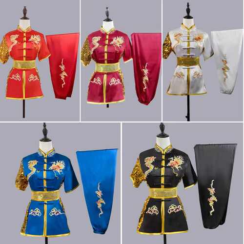 儿童武术服学生体考比竟赛表演服刺绣龙成人专业武术长拳演出服装