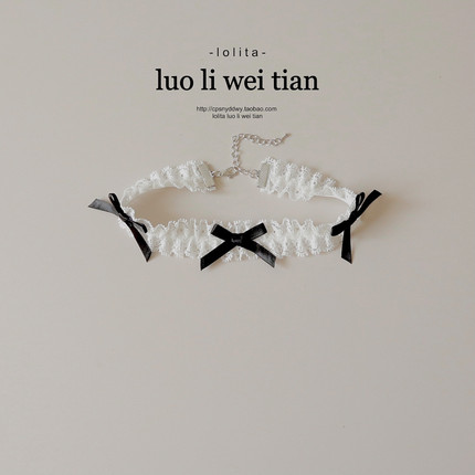洛丽塔蕾丝蝴蝶结choker颈链项圈女锁骨链性感甜美女仆风新款颈带