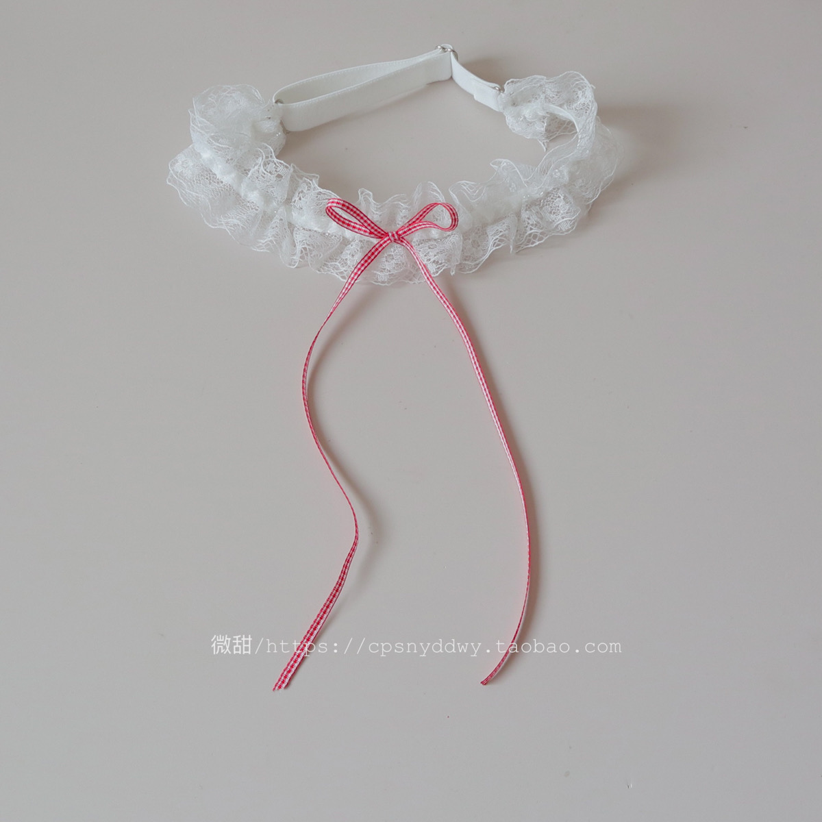 蕾丝蝴蝶结大腿圈女生甜美学院风原创设计新款推荐配JK红格子腿环