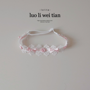 超嫩粉白腿环女花朵蕾丝蝴蝶结项圈小众设计感原创新款 配饰大腿圈