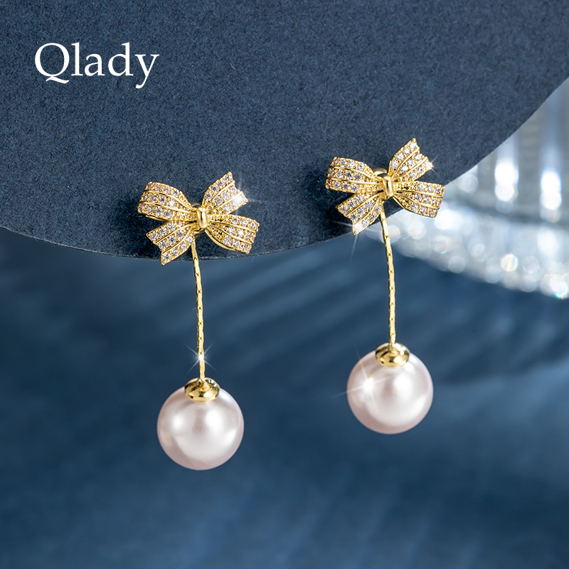 蝴蝶结珍珠女独特纯银小众