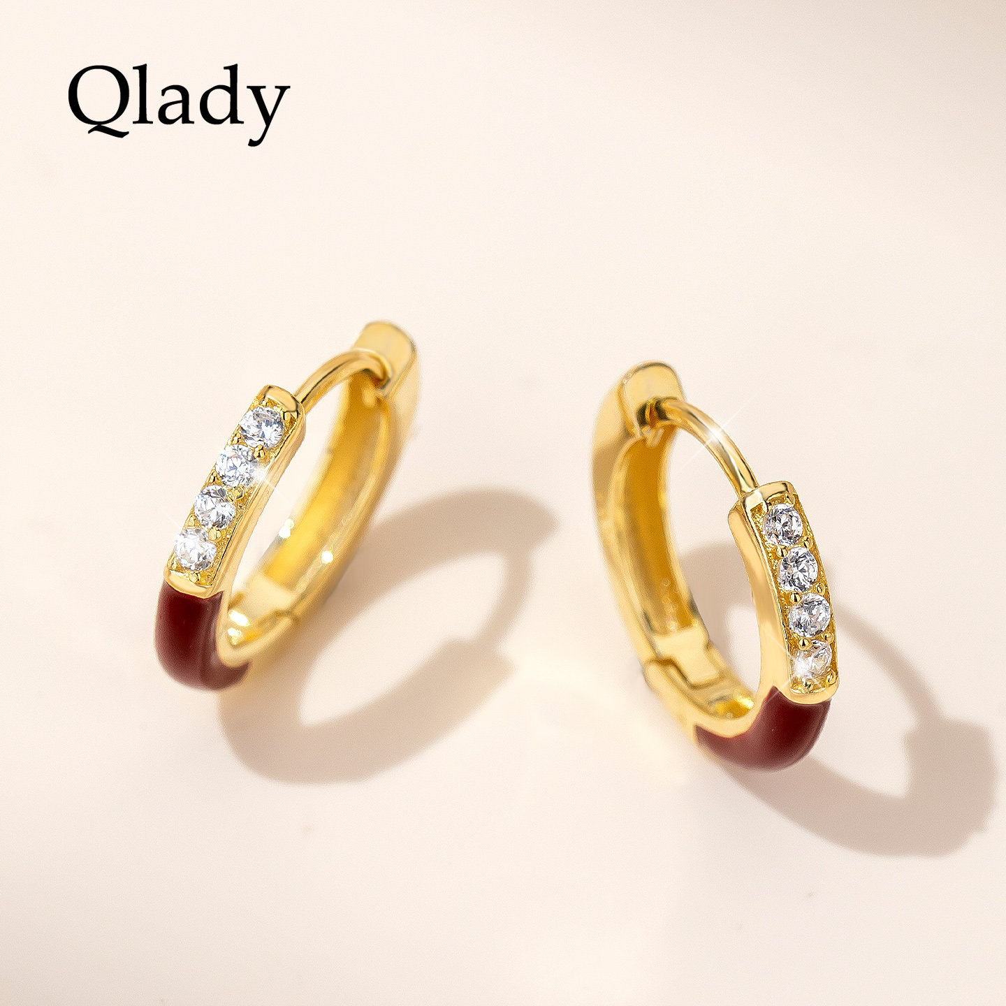 适合圆脸耳圈耳扣纯银耳饰女红色耳环2025新款爆款高级感耳钉秋冬