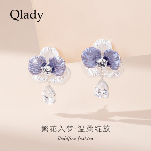 浪漫紫色花朵耳饰时尚耳钉