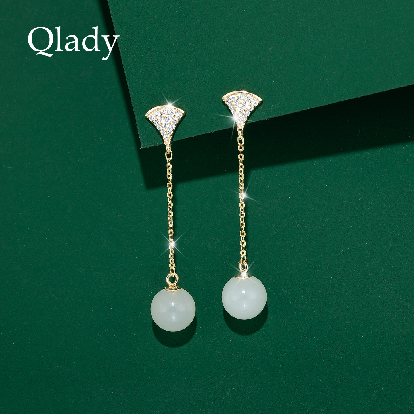 和田玉耳饰纯银轻奢高级感女