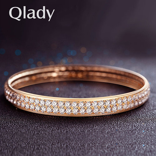 qlady新品碎钻玫瑰女时尚风手链