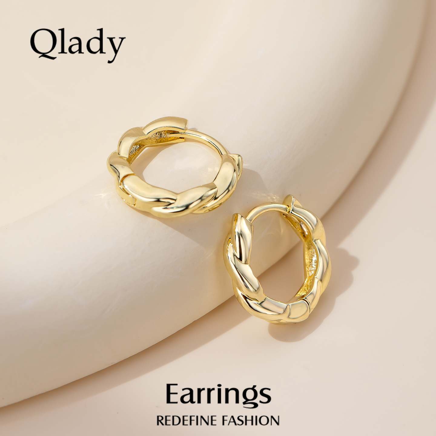 麻花金色耳饰女耳扣素圈耳环