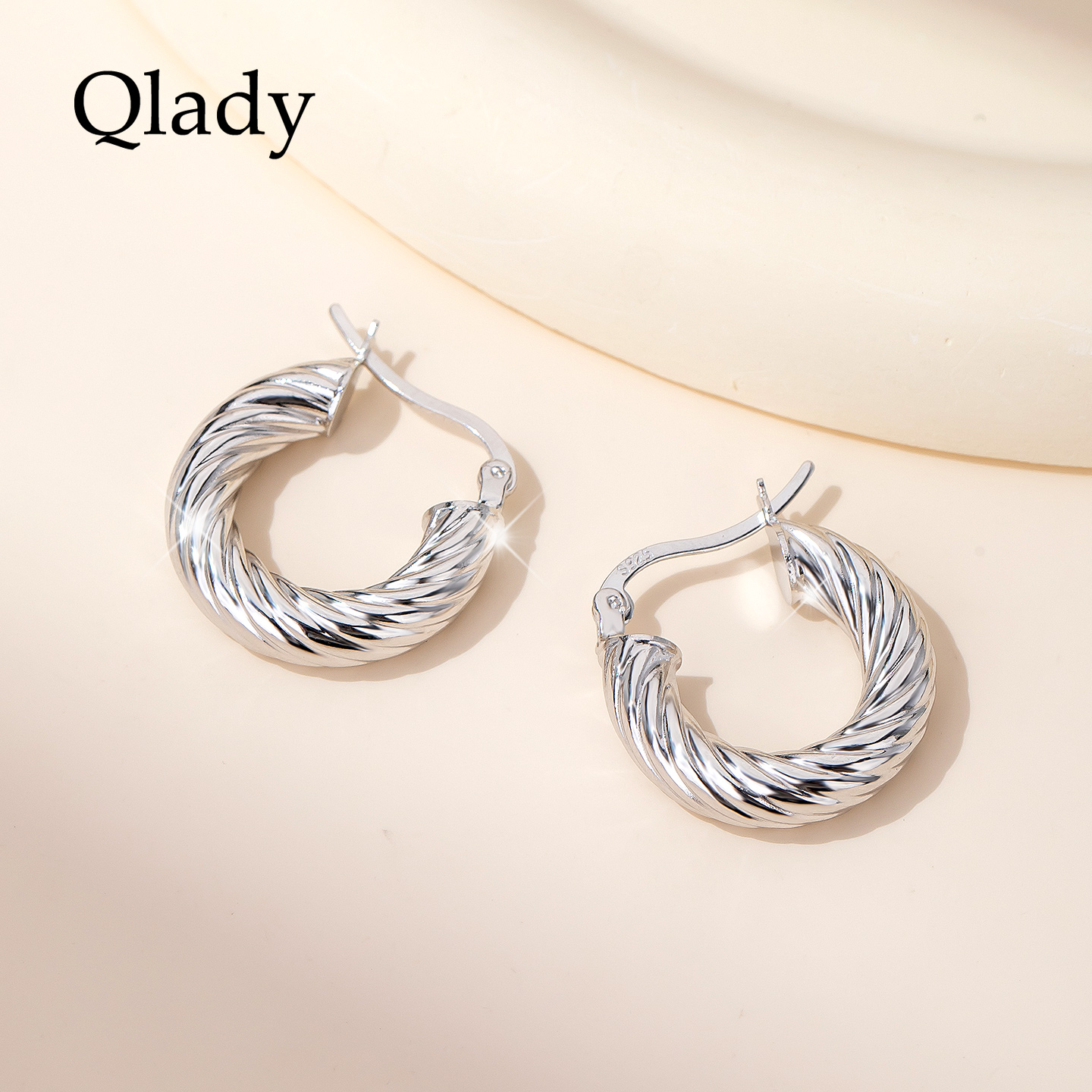 纯银耳饰女耳圈耳坠大素圈