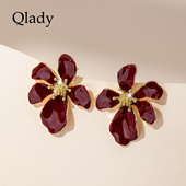 高级感首饰 爆款 新品 红花耳钉金色耳饰女独特漂亮耳环2026新款