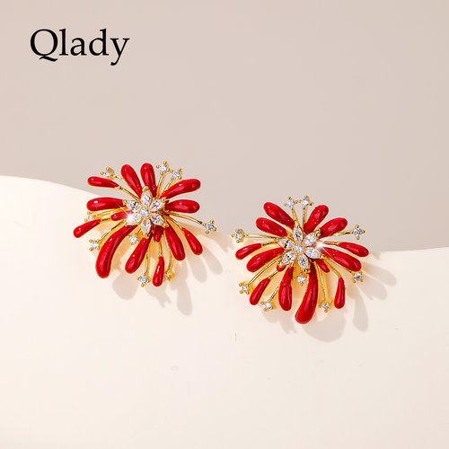 红色耳饰耳环高级感轻奢