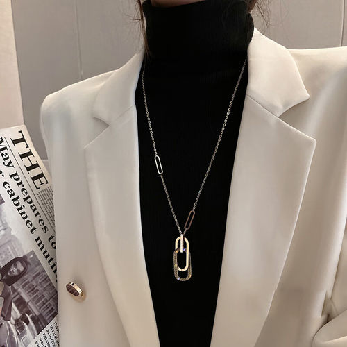 几何吊坠毛衣链女小众高级