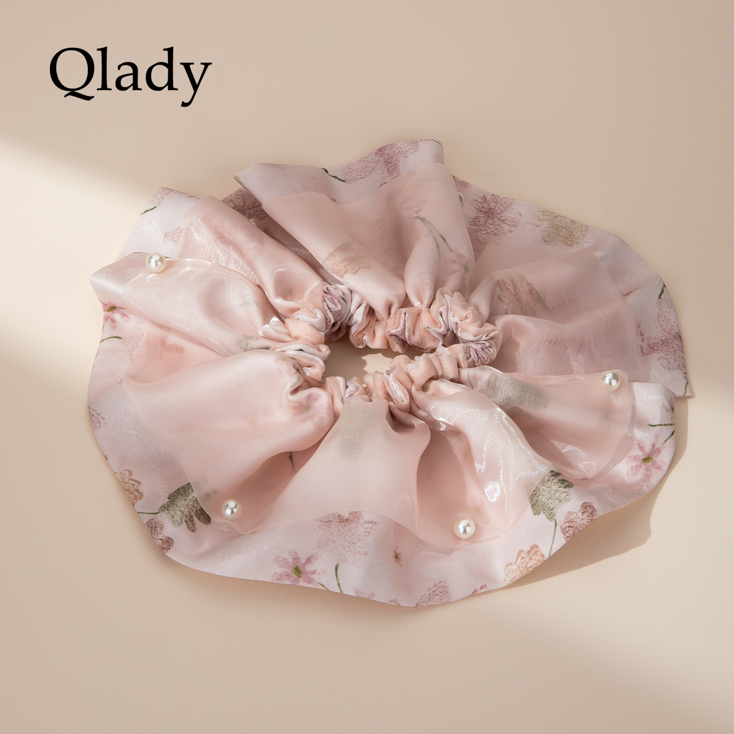 粉色印花发圈女高级感头花头饰发饰2025新款头绳橡皮筋女扎头发绳