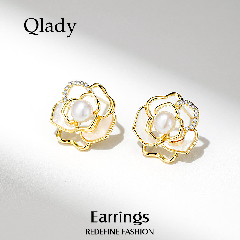 耳饰耳钉Qlady珍珠925银针女