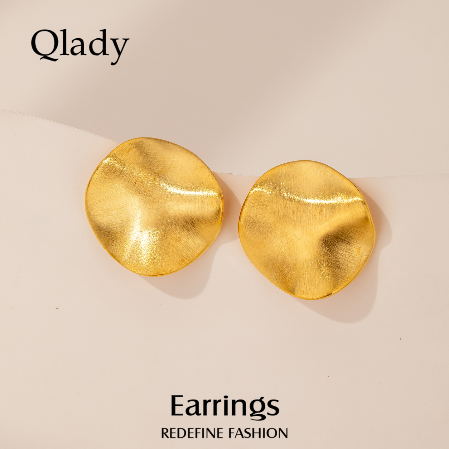 【新品】不规则曲面金属耳钉金色耳饰耳环2025新款爆款高级感耳坠