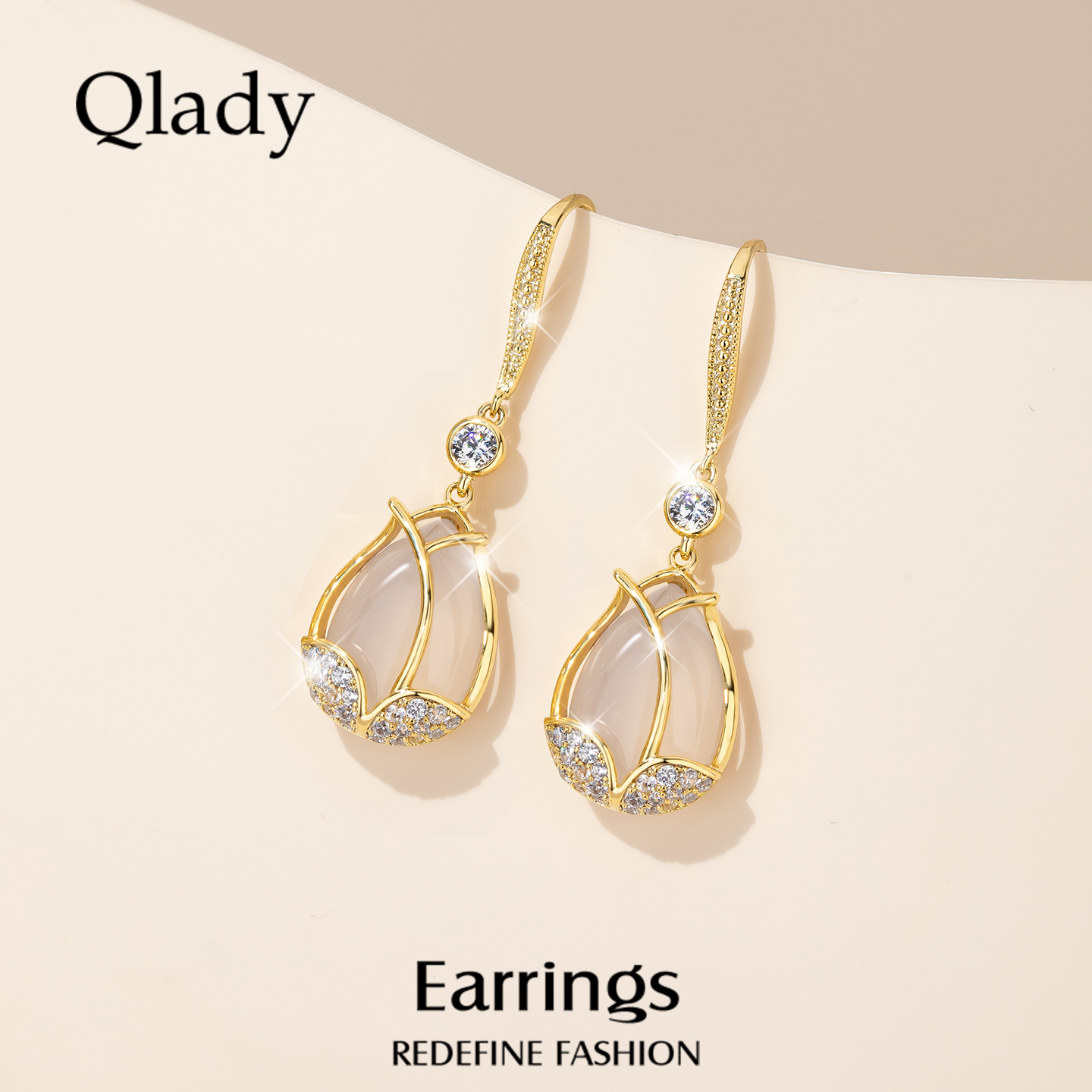 显脸瘦猫眼石新款潮气质高级耳坠