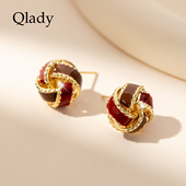同心结红色耳钉2026年新款 爆款 轻奢高级感气质耳饰独特小众女士