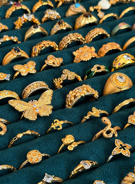 欧美时尚轻奢精致微镶锆石不规则戒指小众设计复古高级感戒子