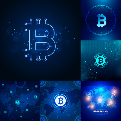 比特币背景 Bitcoin虚拟加密数字货币海报 AI格式矢量设计素材