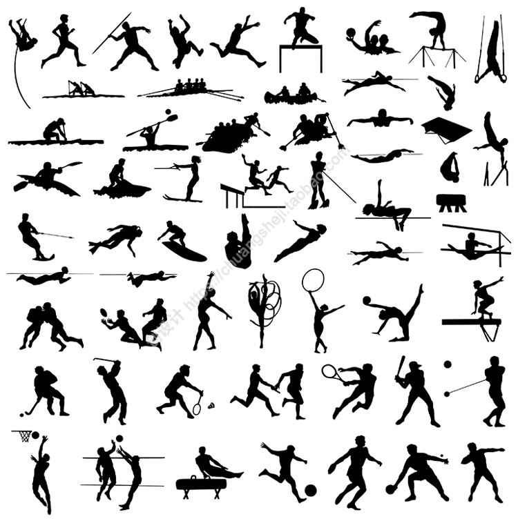 体育运动人物剪影  夏季运动会竞技项目图标 ai格式矢量设计素材