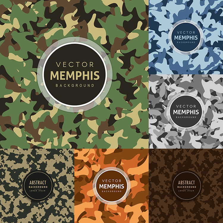 迷彩底纹背景 6款军彩花纹纹理纹样底色海报 AI格式矢量设计素材