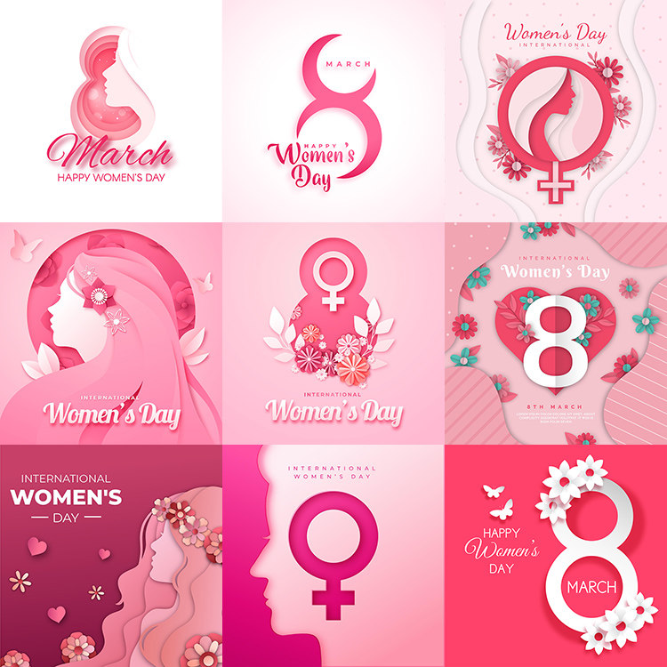 三八妇女节海报 唯美粉红色38节日背景模板 ai格式矢量设计素材