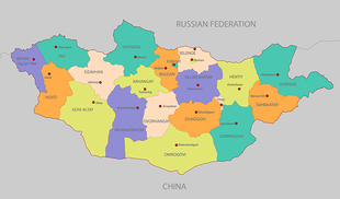 蒙古国地图 简单英文版国家分区图非实物地图 AI格式矢量设计素材