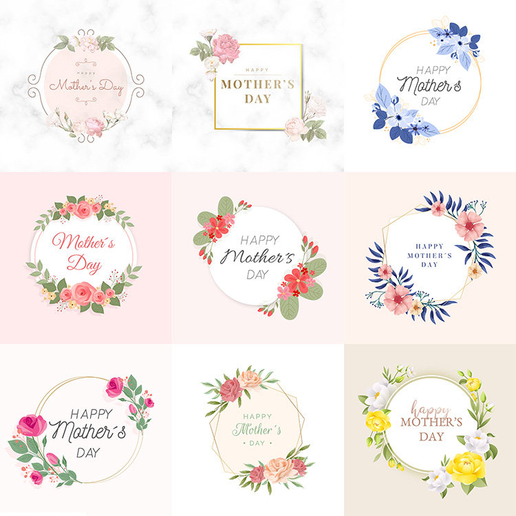 精美母亲节背景 淡雅花朵装饰节日海报模板 AI格式矢量设计素材