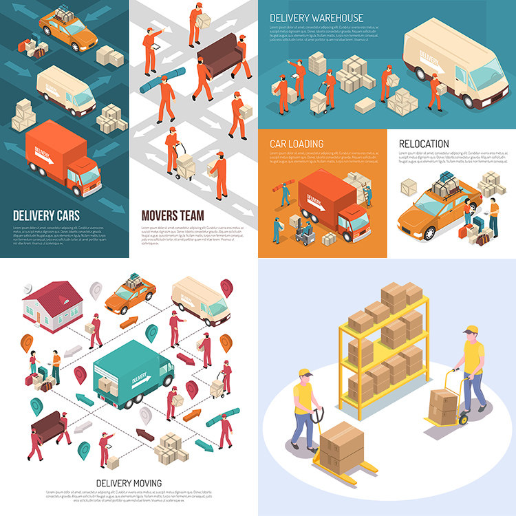 搬运工人物场景 物流运输搬货送货职员货运 ai格式矢量设计素材