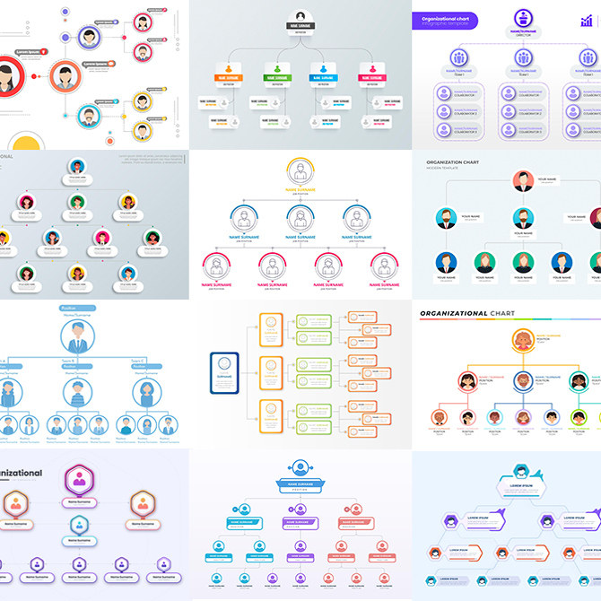 公司组织架构图 扁平化卡通行政各级部门规划 AI格式矢量设计素材