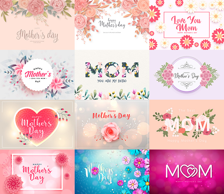 母亲节海报背景 精美花卉感恩节日感谢妈妈 AI格式矢量设计素材