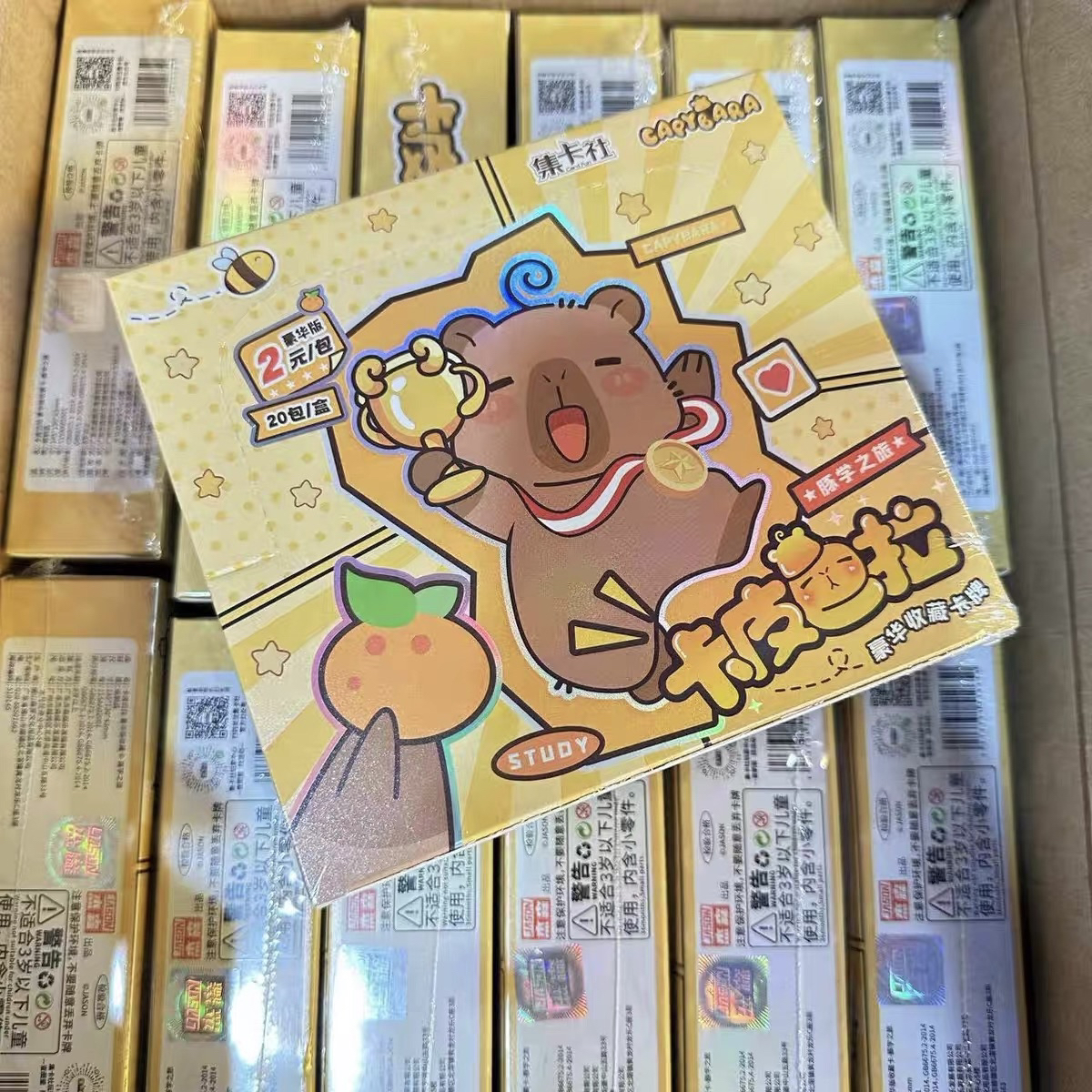 集卡社卡皮巴拉豚学之旅卡通潮玩水豚收藏卡牌盲盒