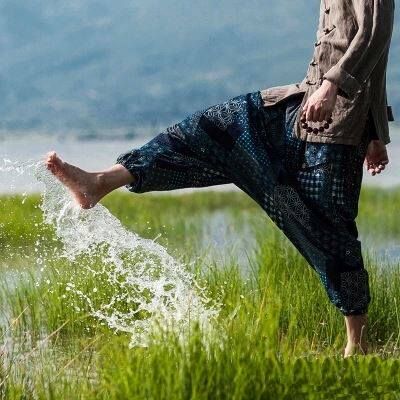 新款东巴裤棉麻印花尼泊尔民族风大裆裤哈伦裤吊裆裤瑜伽裤男女款在类目 男装, 休闲裤中 - 来自Buy2taobao.com提供专业的淘宝代购服务