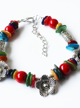 植物花卉饰品波西米亚风手链