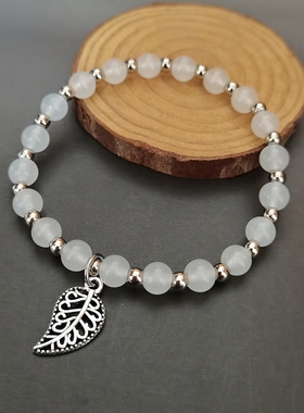 白色手链叶子小清新四叶草手串