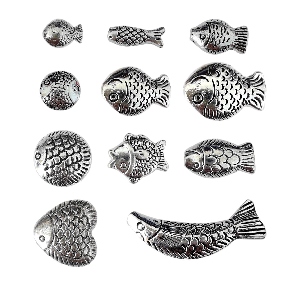 DIY复古手工饰品串珠材料 精美藏银配件 苗银小鱼隔珠手链项配饰