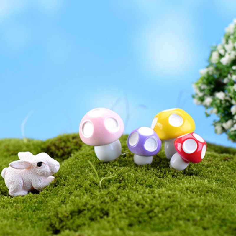 5点4色可爱小蘑菇摆件孩子玩具水族鱼缸多肉盆栽造景烘焙蛋糕饰品