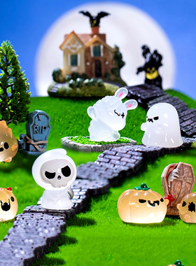 万圣节荧光粉树脂摆件小孩子玩具