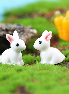 仿真小兔子树脂玩偶微景观装饰品
