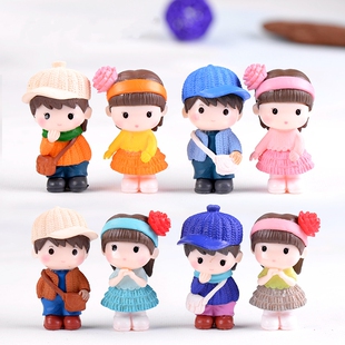 邻家情侣公仔呆萌挎包男女孩玩偶具生日礼物烘焙蛋糕装 扮饰品摆件