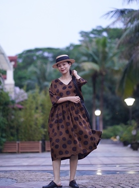 UMA同款 桑蚕丝香云纱红云纱娃娃裙